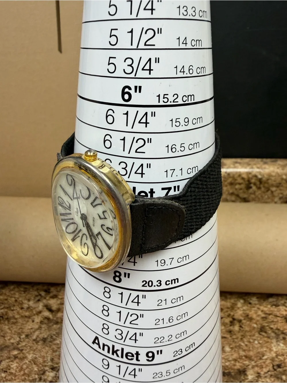 Collezio Quartz Watch Funky Numbers Gold Tone Black Velcro Band Japan